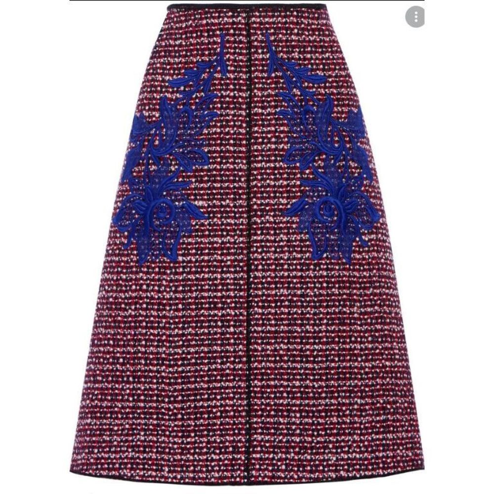 Marc Jacobs Runway Wool Floral Applique A-Line Wool Skirt 2 Red - Picture 4 of 16